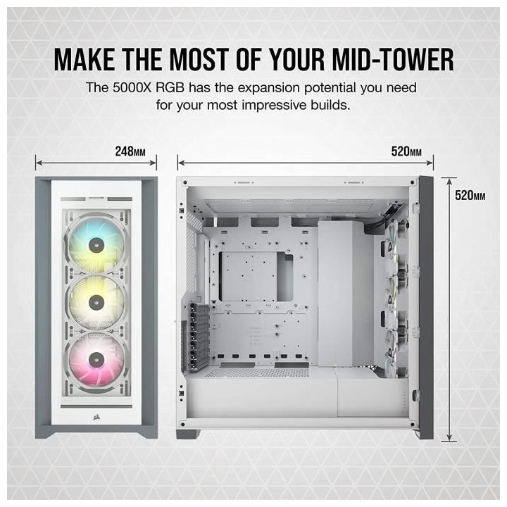 Boîtier PC - CORSAIR - 5000X RGB iCUE - Verre Trempé - Moyen-Tour AT