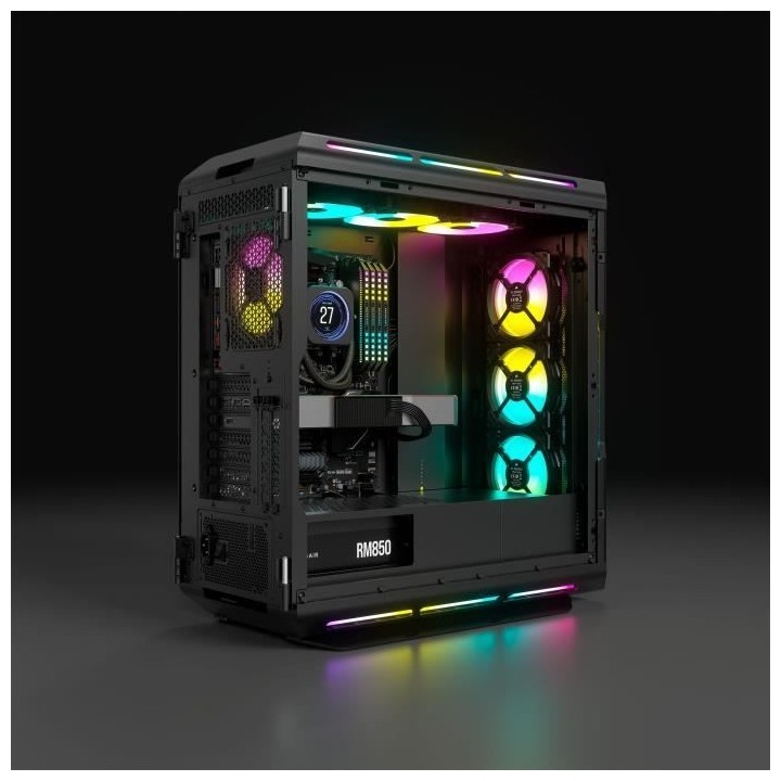 CORSAIR Boîtier PC iCUE 5000T RGB ATX moyen-tour - Noir (CC-9011230-W