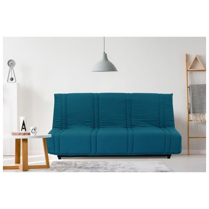 Banquette clic clac 3 places - Bleu canard - 100% coton - L 193 x P 92