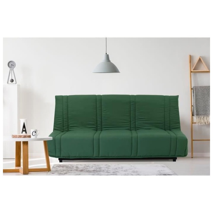 Clic clac 3 places LENA 20 - Tissu coton vert foret - Couchage 125x190