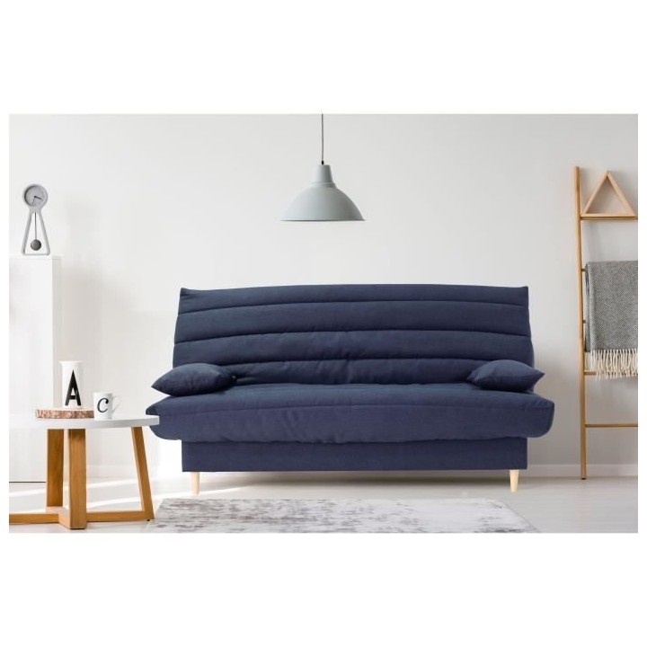 Clic clac 3 places LIV 20 - Tissu Soro bleu foncé - Couchage 125x190