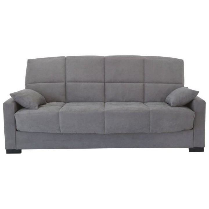 Canapé clic clac 3 places - Gris clair - Matelas 14 cm - 130 x 190 cm