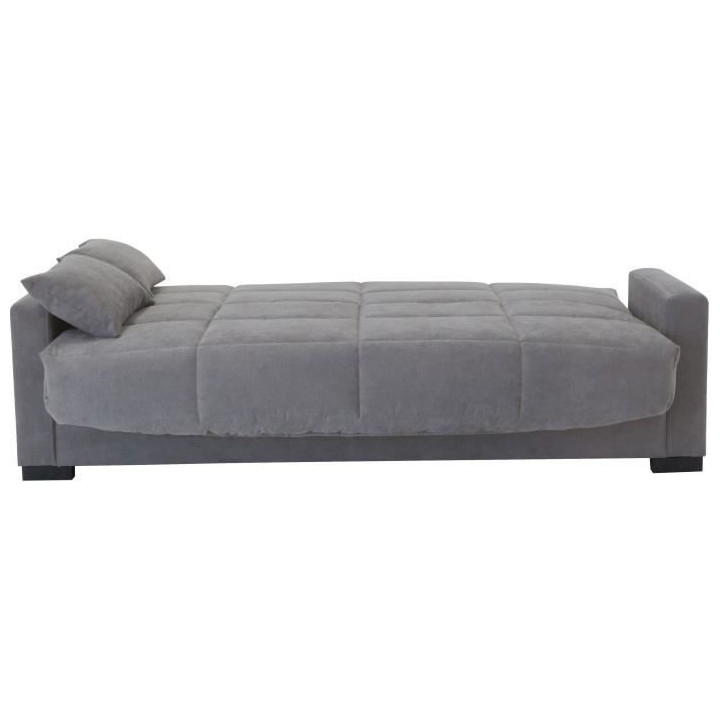 Canapé clic clac 3 places - Gris clair - Matelas 14 cm - 130 x 190 cm
