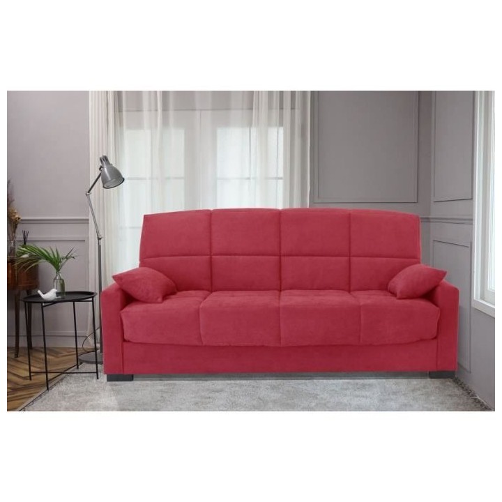 Clic clac 3 places MEGAN 14 - Tissu Soro rouge - Avec accoudoirs - Cou