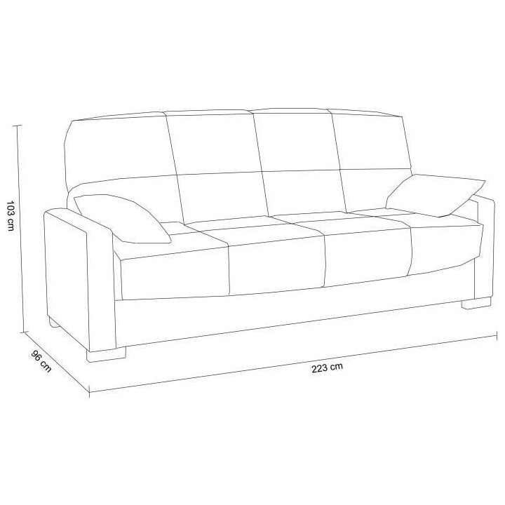 Canapé clic clac 3 places - Taupe - Matelas 17 cm - L223 x P96 x H 10