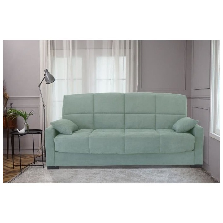 Clic clac 3 places MEGAN 14 - Tissu Soro vert amande - Avec accoudoirs