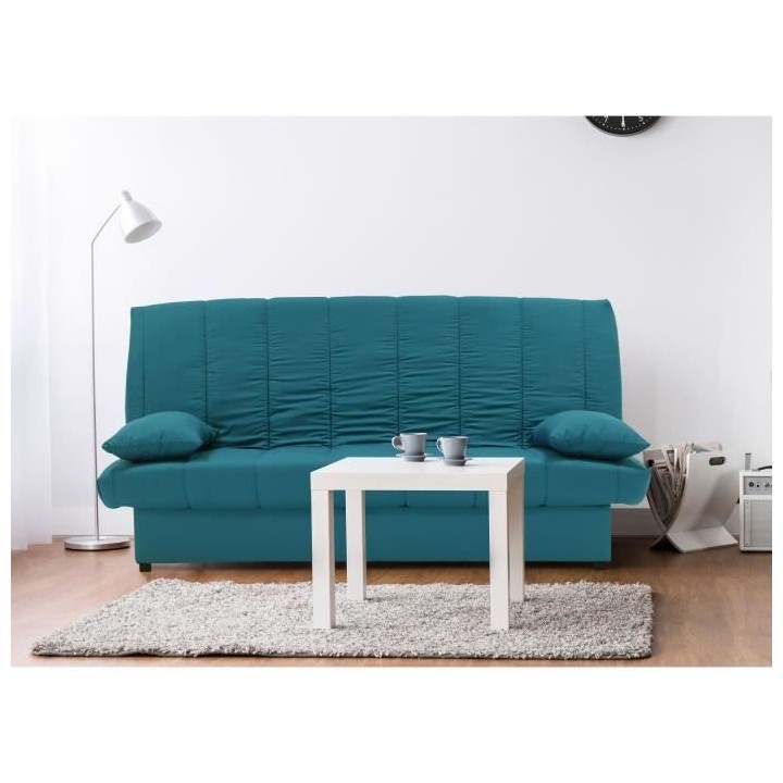 Banquette clic clac 3 places - Bleu canard - L 190 x P92 cm - MILA