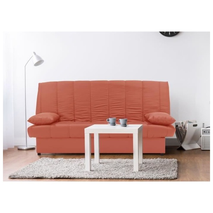 Banquette clic clac 3 places - Tissu 100% coton Terracotta - Style Con