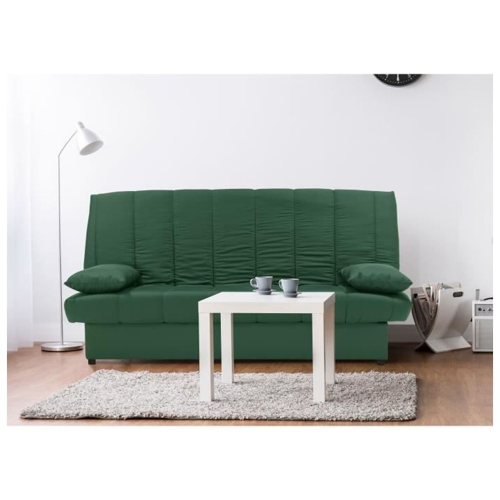 Banquette clic clac 3 places - Tissu 100% coton Vert - Style Contempor
