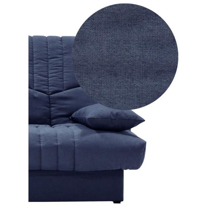 Clic clac 3 places THELMA - Tissu Soro bleu foncé - Couchage 125x190
