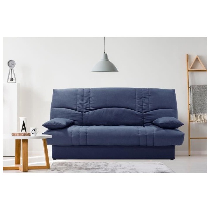 Clic clac 3 places THELMA - Tissu Soro bleu foncé - Couchage 125x190