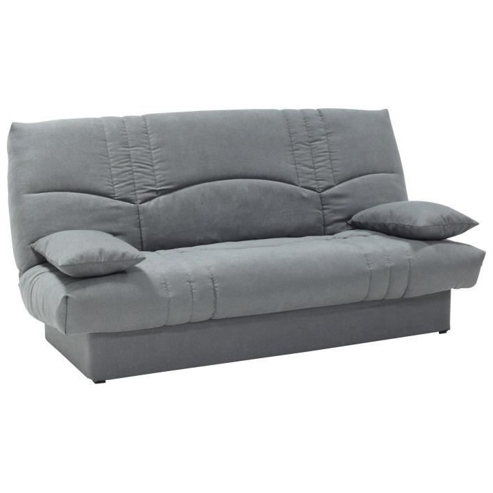 Clic clac 3 places THELMA - Tissu Soro gris moyen - Couchage 125x190 c