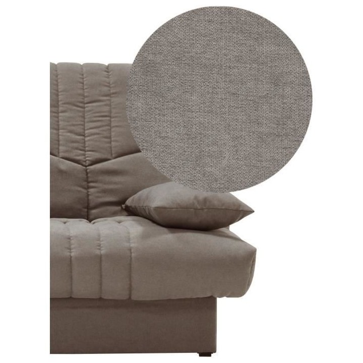 Clic clac 3 places THELMA - Tissu Soro taupe - Couchage 125x190 cm - L