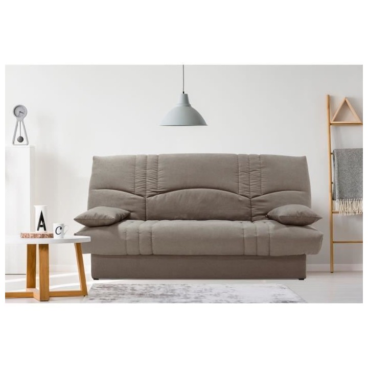 Clic clac 3 places THELMA - Tissu Soro taupe - Couchage 125x190 cm - L