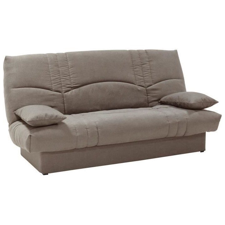 Clic clac 3 places THELMA - Tissu Soro taupe - Couchage 125x190 cm - L