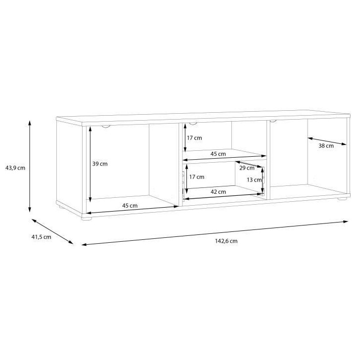 Meuble TV CARDIGAN 2 portes, 1 tiroir, 1 niche - Décor chene artisan