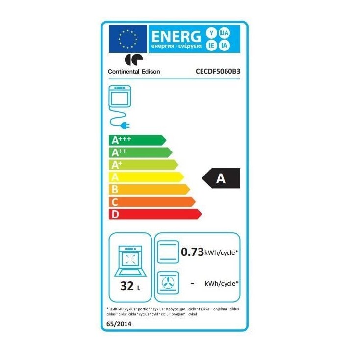 Cuisiniere gaz CONTINENTAL EDISON CECDF5060B3 - 4 feux - noir - L50 xP