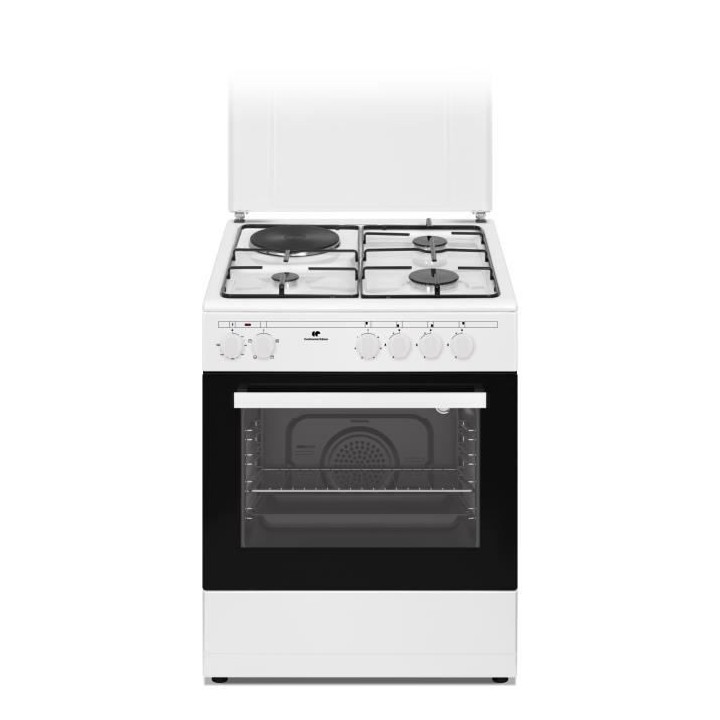 Cuisiniere mixte CONTINENTAL EDISON CECM60FCW - 3 feux gaz + 1 électr