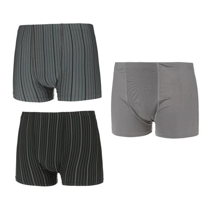 Lot de 3 Boxers Rayés Micro Noir/Gris Homme
