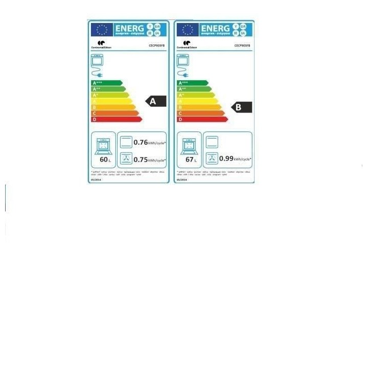 Cuisiniere piano gaz 3 fours électriques CONTINENTAL EDISON CECP903FB