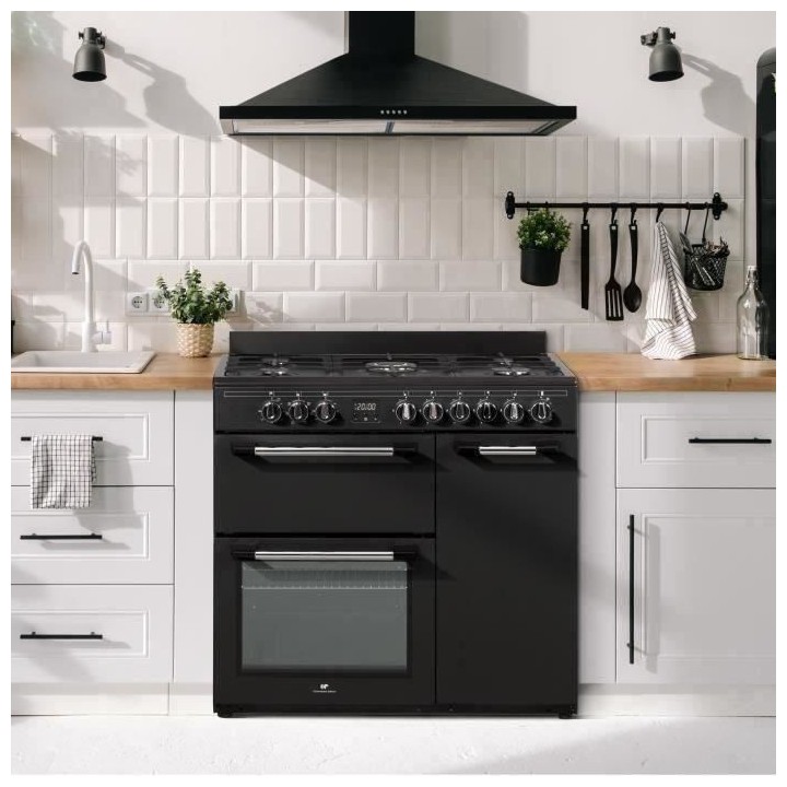 Cuisiniere piano gaz 3 fours électriques CONTINENTAL EDISON CECP903FB