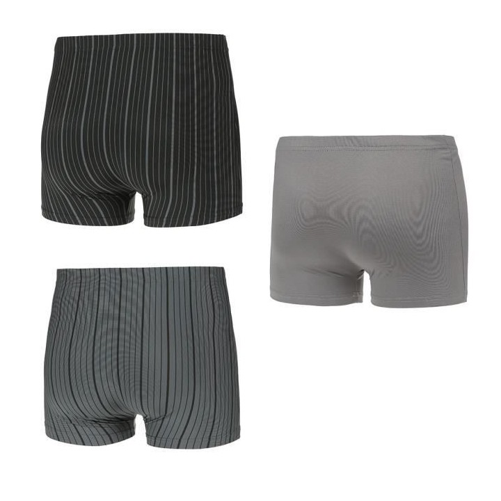 Lot de 3 Boxers Rayés Micro Noir/Gris Homme