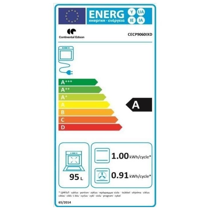 CONTINENTAL EDISON Cuisiniere piano four multifonctions catalyse 95L a