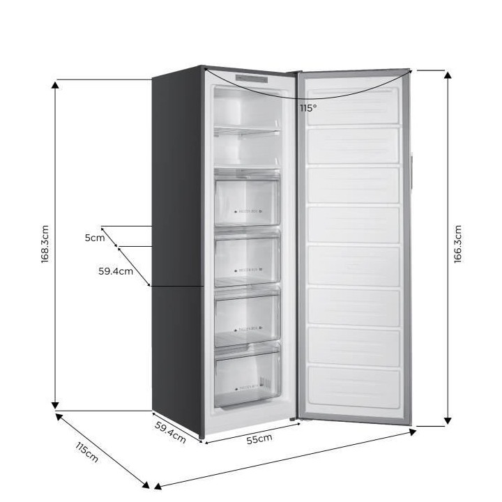Congélateur armoire 204L - Total No Frost (Sans givre) - Classe E - S