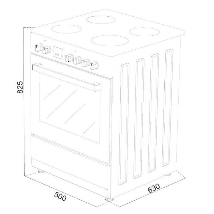 Cuisiniere vitrocéramique CONTINENTAL EDISON CECV50FCW - 4 feux - L49
