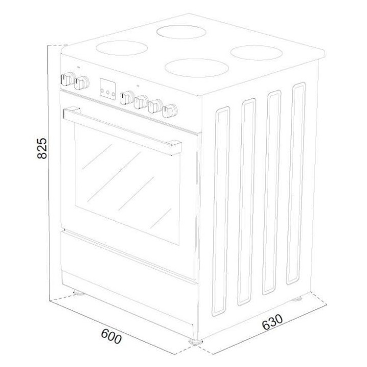 Cuisiniere vitrocéramique CONTINENTAL EDISON CECV60FCS - 4 feux - L58
