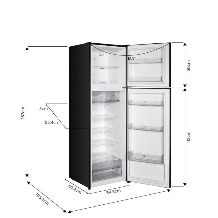 Réfrigérateur congélateur haut CONTINENTAL EDISON  - 247L - Total