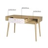 Bureau Droit GARDENIA - Bois et motifs - Pieds en Bois massif - 1 Tiroir - L 120 x P 55 x H 75 cm