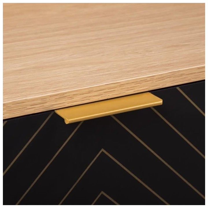 LINE Commode 3 tiroirs - Papier imitation bois et imprimé - L 80 x P