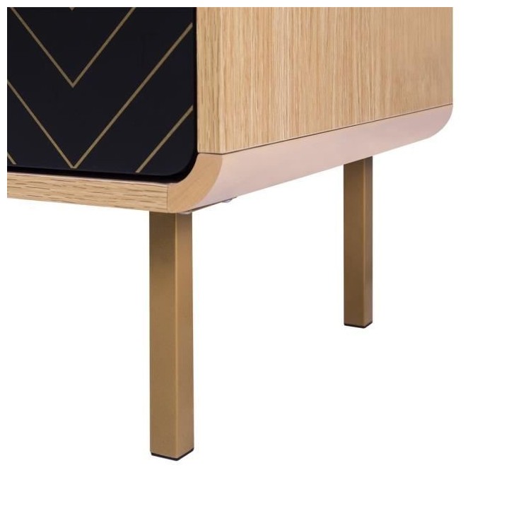 LINE Commode 3 tiroirs - Papier imitation bois et imprimé - L 80 x P