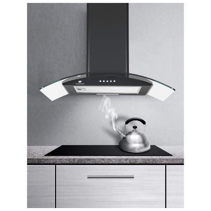 Hotte décorative Continental Edison - L60 cm - noir et verre