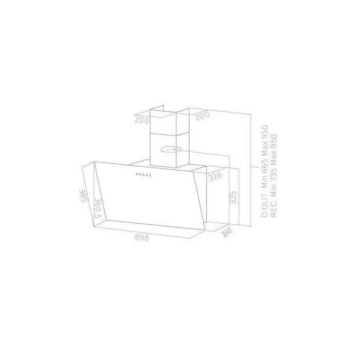 Hotte décorative noire CONTINENTAL EDISON CEHD9065B - L90 cm
