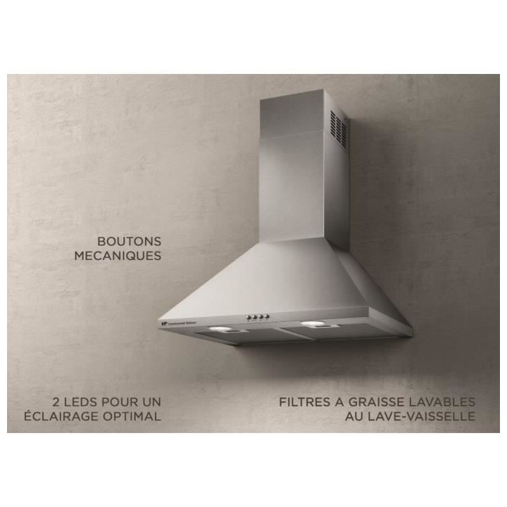 Hotte pyramide CONTINENTAL EDISON CEHP6060S - 60 cm