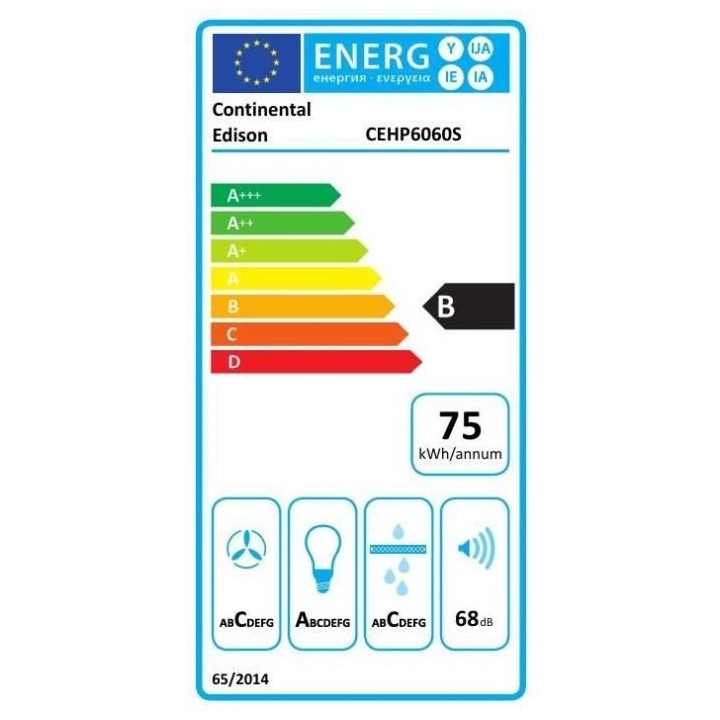 Hotte pyramide CONTINENTAL EDISON CEHP6060S - 60 cm