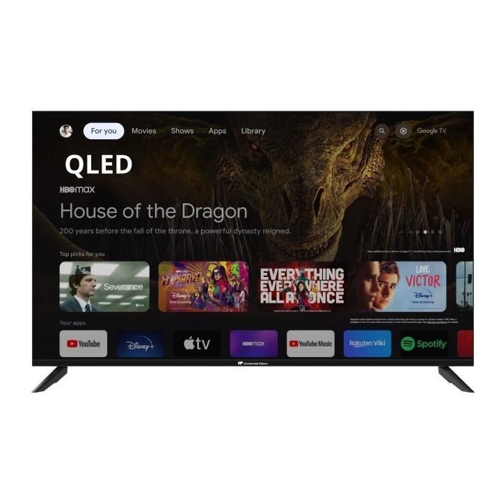 CONTINENTAL EDISON - CELED50SQLDV24B6 - TV LED - UHD QLED 4K - 50'' (1