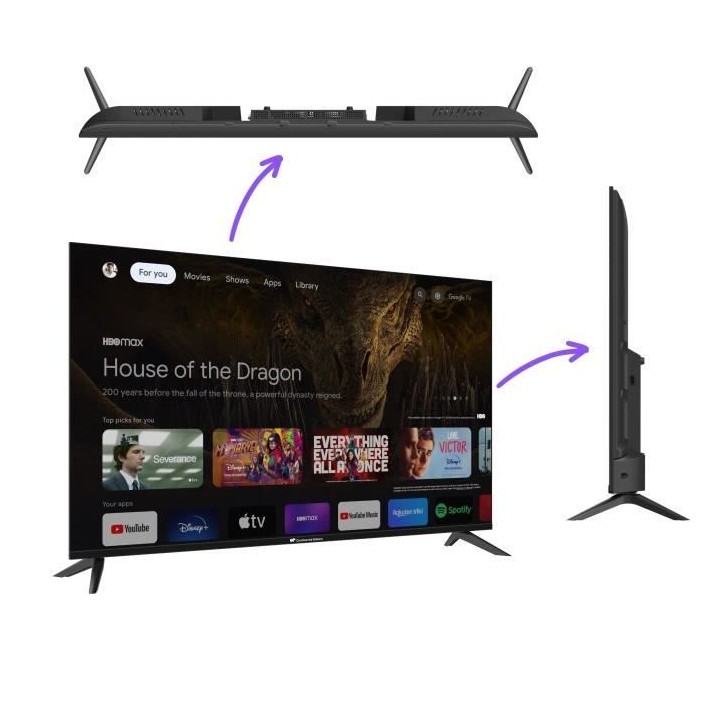 CONTINENTAL EDISON - CELED50SQLDV24B6 - TV LED - UHD QLED 4K - 50'' (1