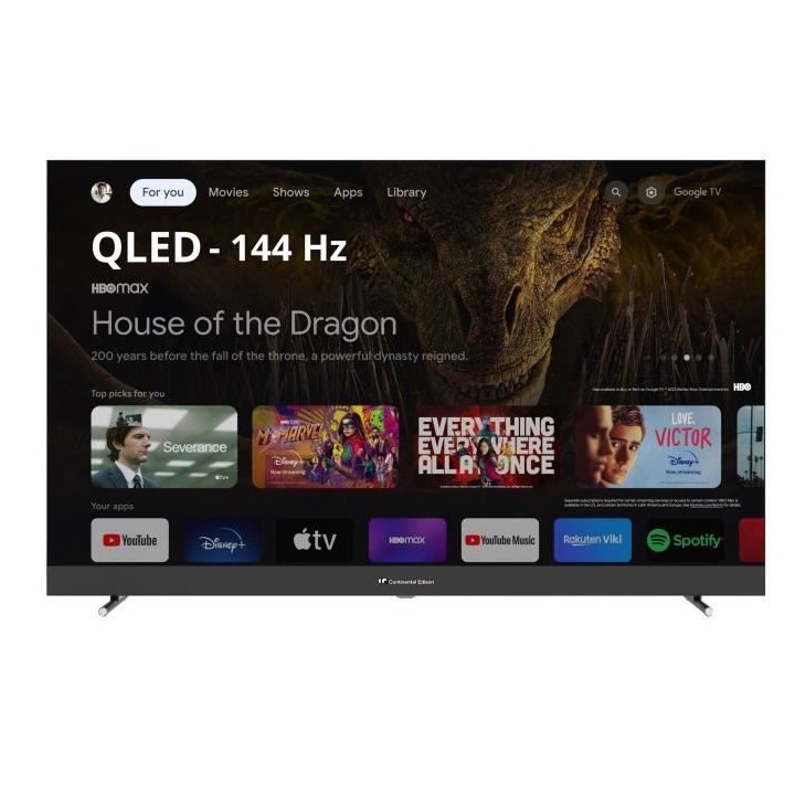 CONTINENTAL EDISON - CELEDGAM55QL24B6 - TV LED - 4K UHD QLED 144Hz- 55