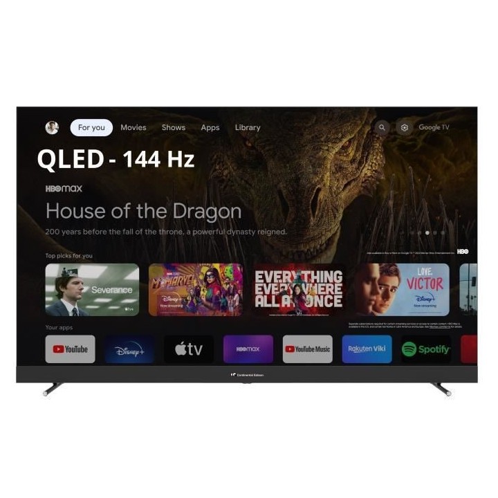 CONTINENTAL EDISON - CELEDGAM65QL24B6 - TV LED - 4K UHD QLED 144Hz- 65