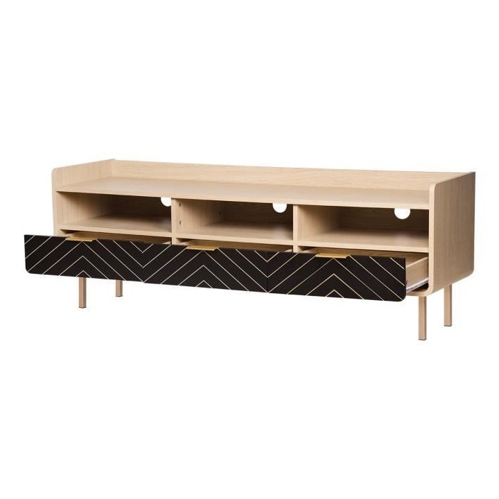 Meuble TV - Style chic - Panneaux de particules - Chene et motifs - L