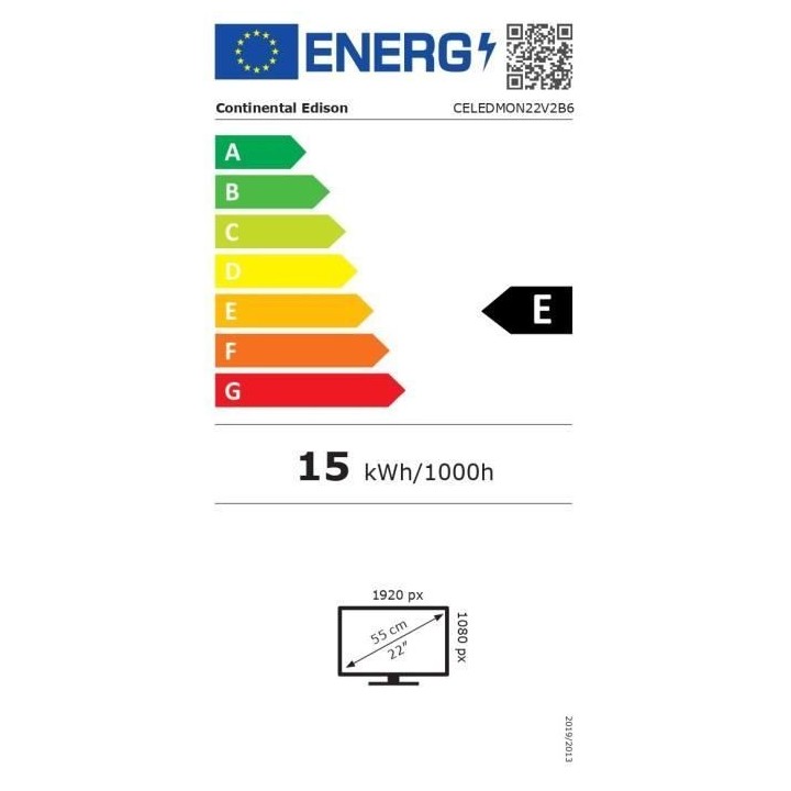 Ecran PC - CONTINENTAL EDISON - CELEDMON22V2B6 - 22 FHD - Dalle VA - 1