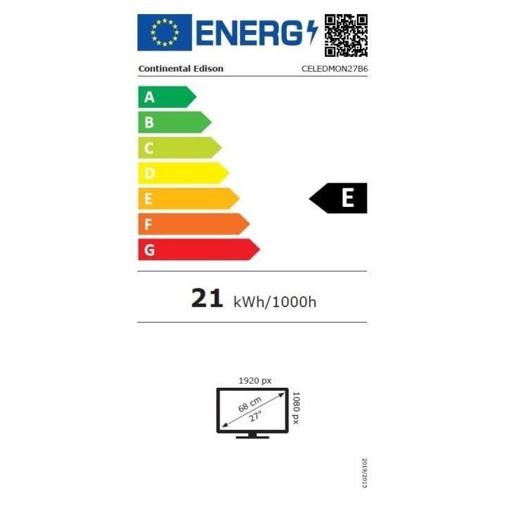 Ecran PC - CONTINENTAL EDISON - CELEDMON27B6 - 27 FHD - Dalle VA - 5 m