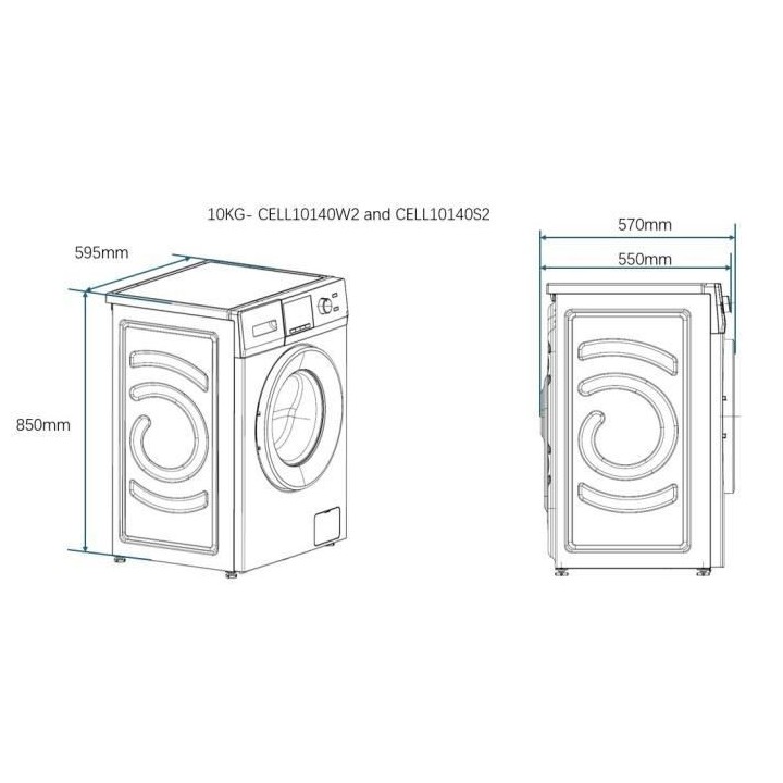 Lave-linge hublot CONTINENTAL EDISON CELL10140S2 - 10 kg - Largeur 60