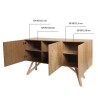 Buffet SAWYER - placage frene - 3 portes - style scandinave - L 160 x P 42 x H 85 cm