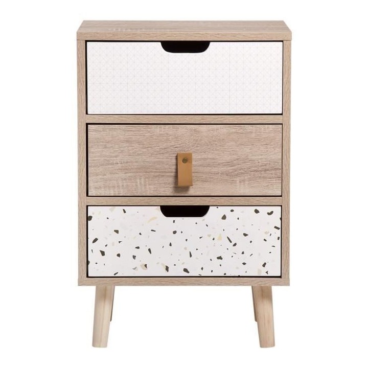 Meuble de rangement 3 tiroirs - En panneaux de particules avec piétem