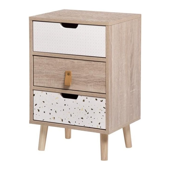 Meuble de rangement 3 tiroirs - En panneaux de particules avec piétem