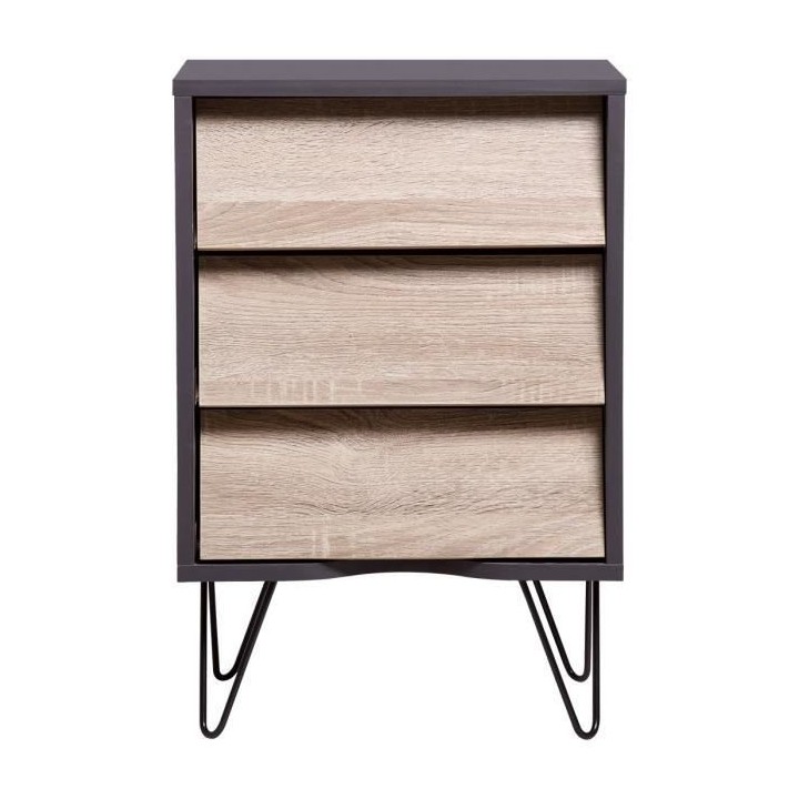 Meuble de rangement 3 tiroirs - En panneaux de particules avec piétem